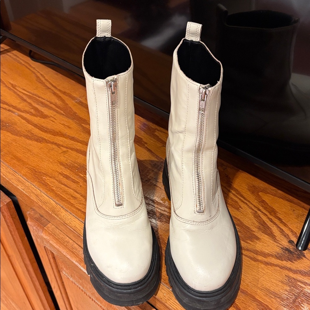Cream Zip Boot - Picture 3 of 11